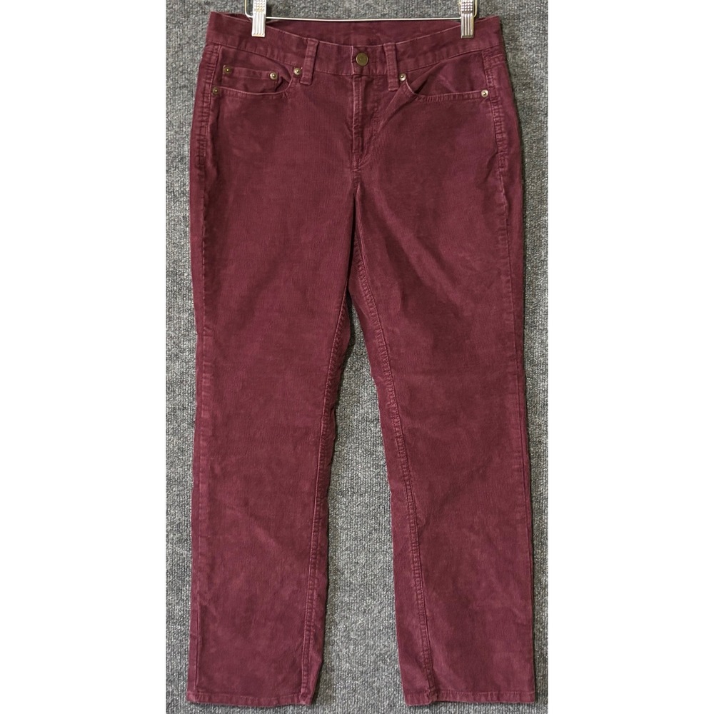 L.L.Bean Women‎ 6 PET Pants Burgundy Corduroy BeanFlex Straight Leg Favorite Fit